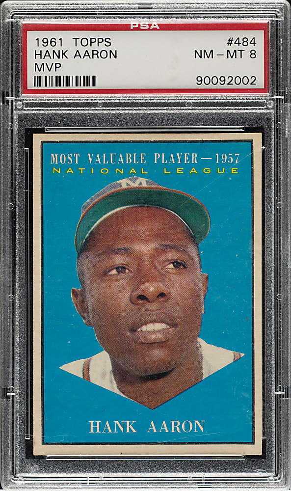 1961 Topps #484 Hank Aaron MVP PSA NM-MT 8