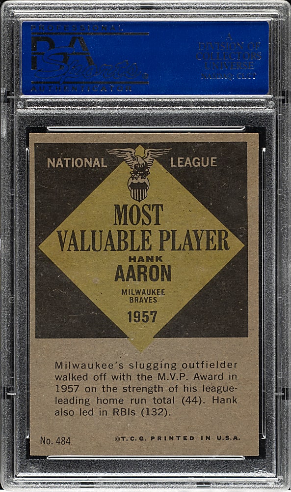 1961 Topps #484 Hank Aaron MVP PSA NM-MT 8