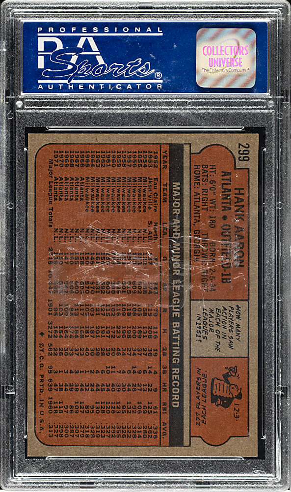 1972 Topps #299 Hank Aaron PSA NM-MT 8