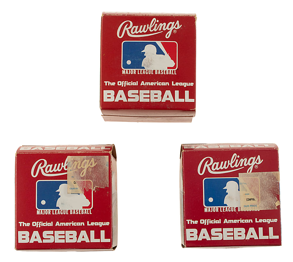 Trio of 1984-1993 Official American League (Bobby Brown) Baseballs in Original Boxes