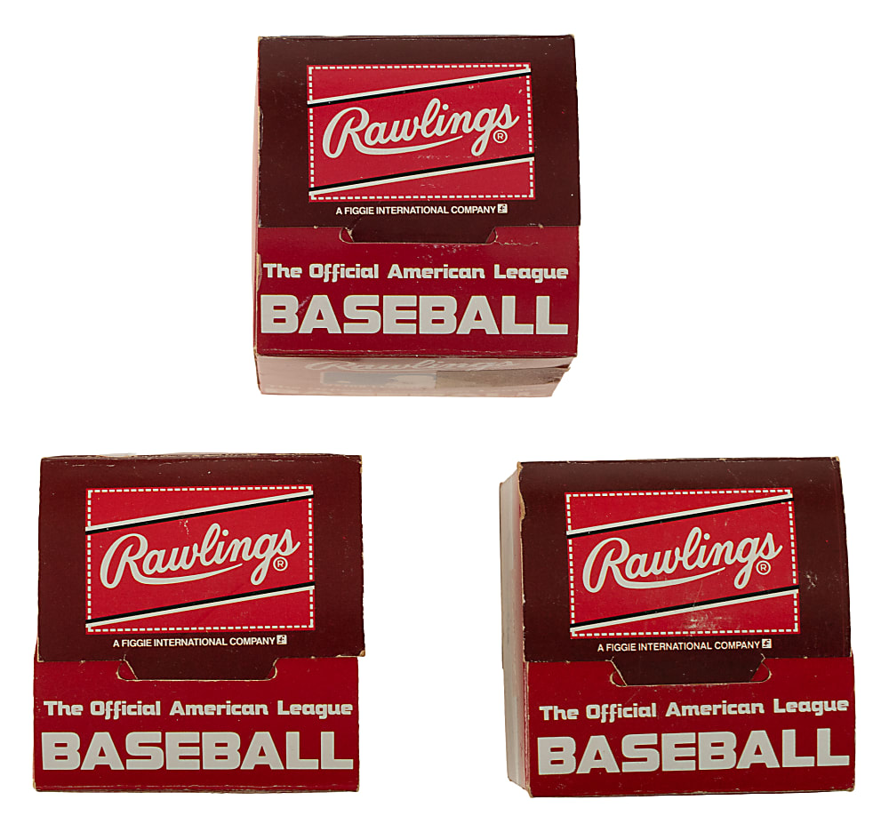 Trio of 1984-1993 Official American League (Bobby Brown) Baseballs in Original Boxes