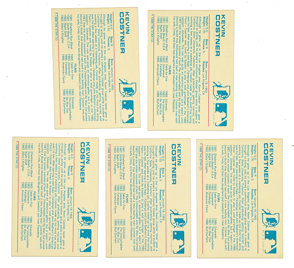 1988 Star Company Durham Bulls Kevin Costner Collection (5) - Crash Davis from "Bull Durham"