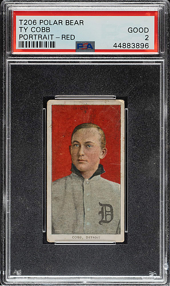 1909-1911 T206 White Border Ty Cobb Portrait Red Background PSA GOOD 2 - Polar Bear Back