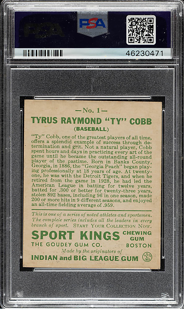 1933 R338 Sport Kings #1 Ty Cobb PSA EX 5
