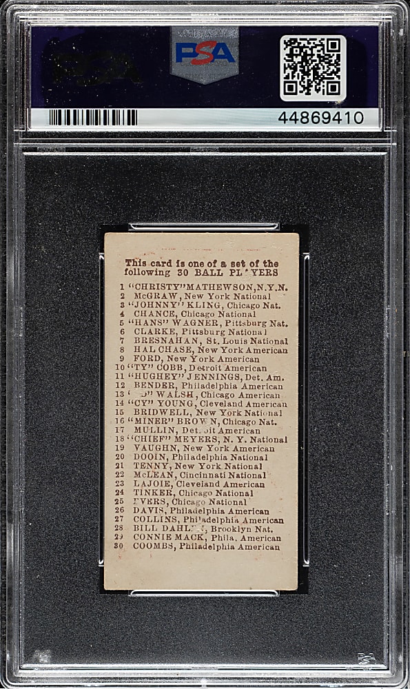 1910 E98 Anonymous "Set of 30" Ty Cobb PSA GOOD+ 2.5 - Red Background