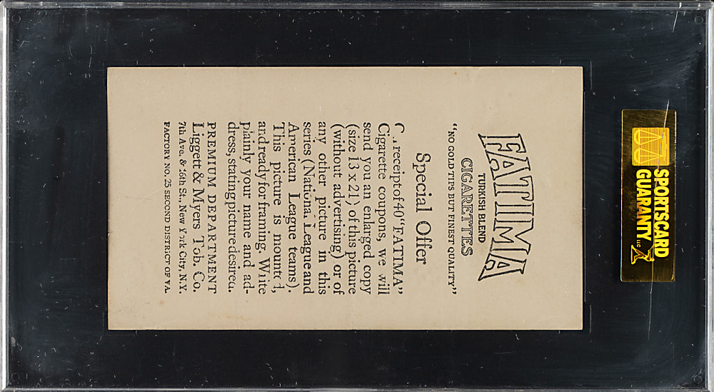 1913 T200 Fatima Team Card Detroit Americans with Ty Cobb, Sam Crawford, and Hughie Jennings SGC GOOD 30