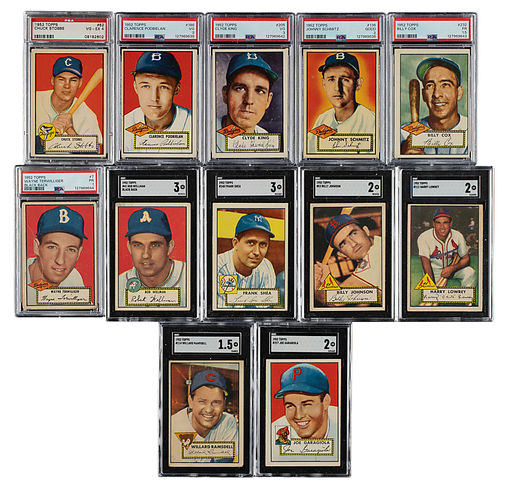 1952 Topps Low-Number PSA- and SGC-Graded Collection (16)