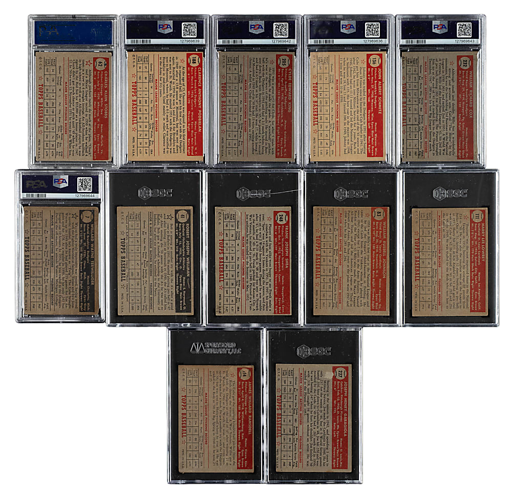 1952 Topps Low-Number PSA- and SGC-Graded Collection (16)