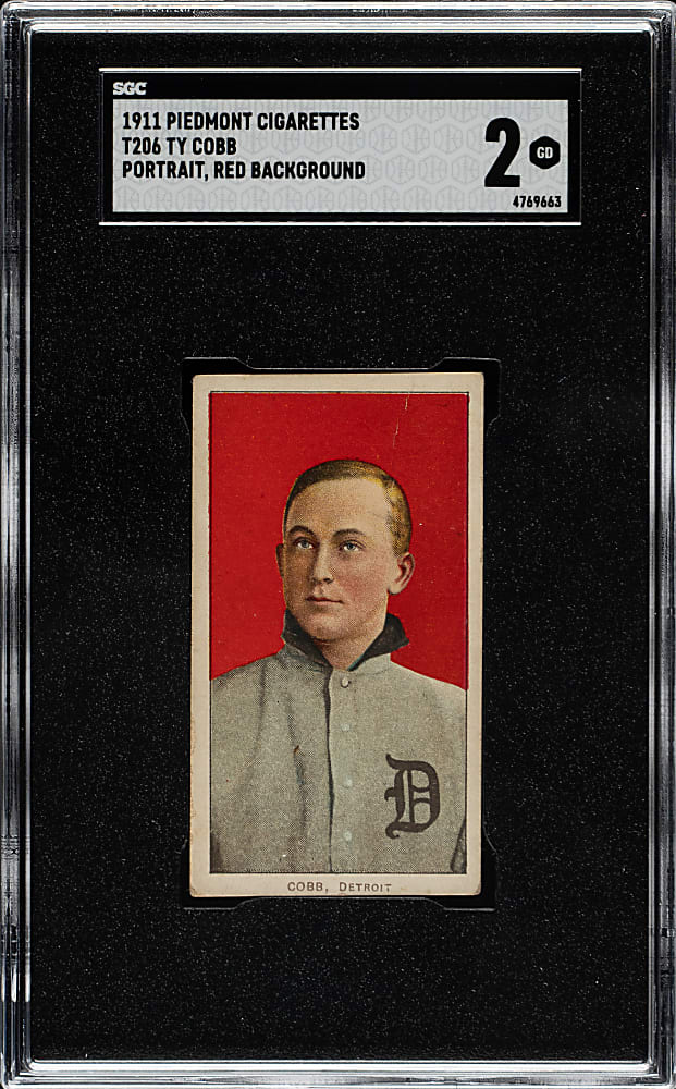 1909-1911 T206 White Border Ty Cobb Portrait Red Background SGC GOOD 2
