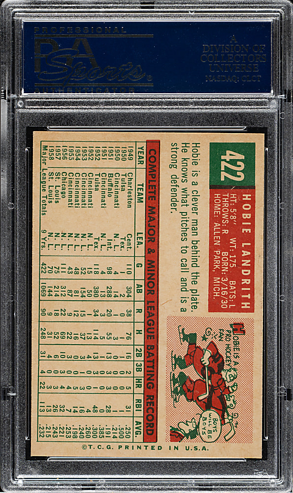 1959 Topps #422 Hobie Landrith PSA NM-MT+ 8.5