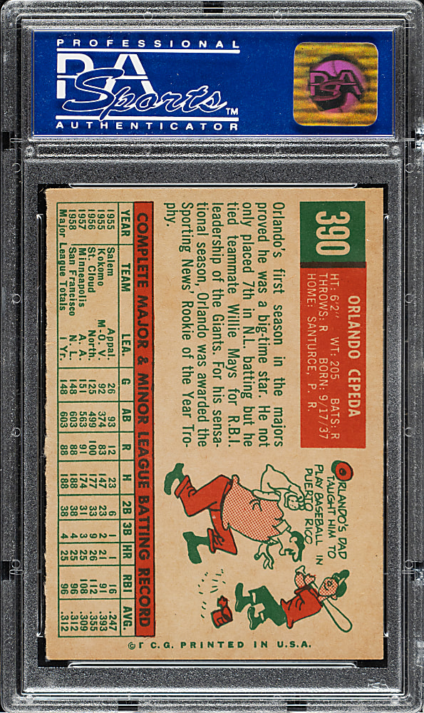 1959 Topps #390 Orlando Cepeda PSA NM-MT 8