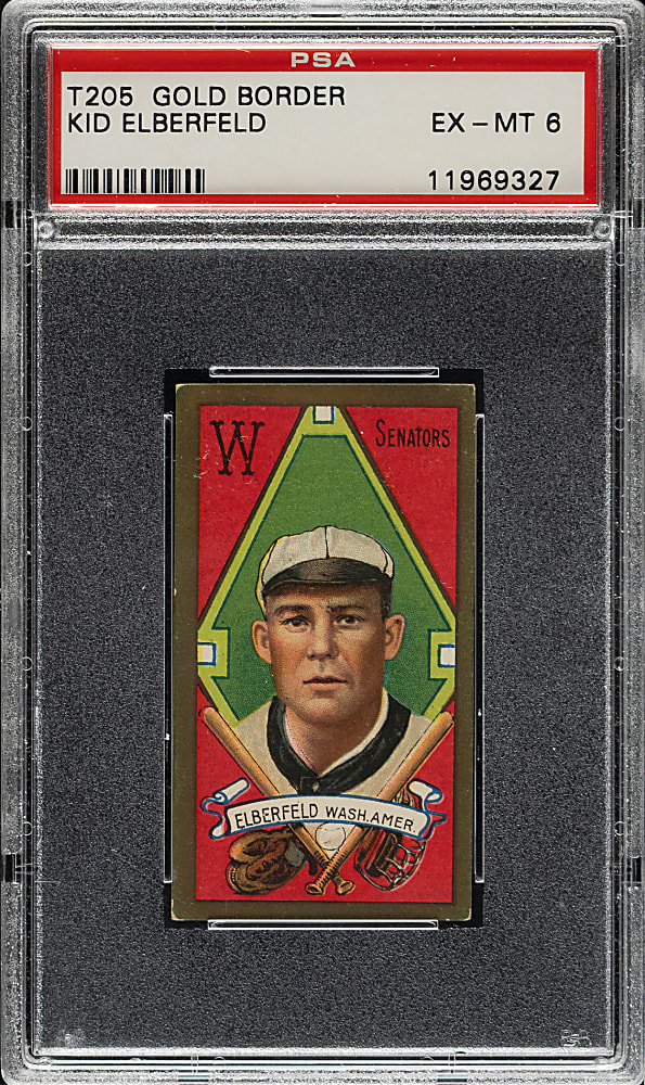 1911 T205 Gold Border Kid Elberfeld PSA EX-MT 6