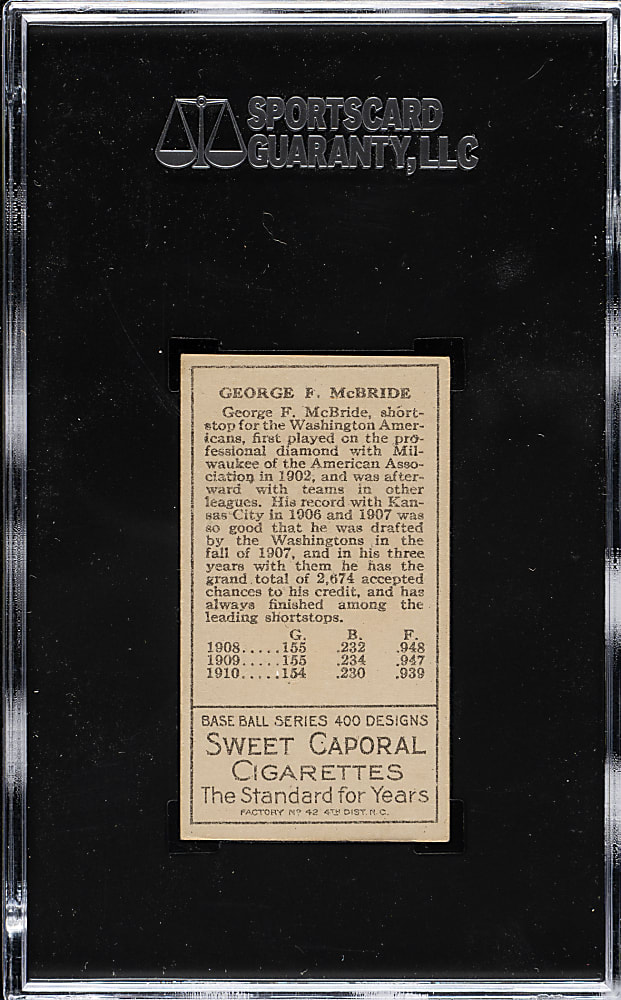 1911 T205 Gold Border George McBride SGC EX 5