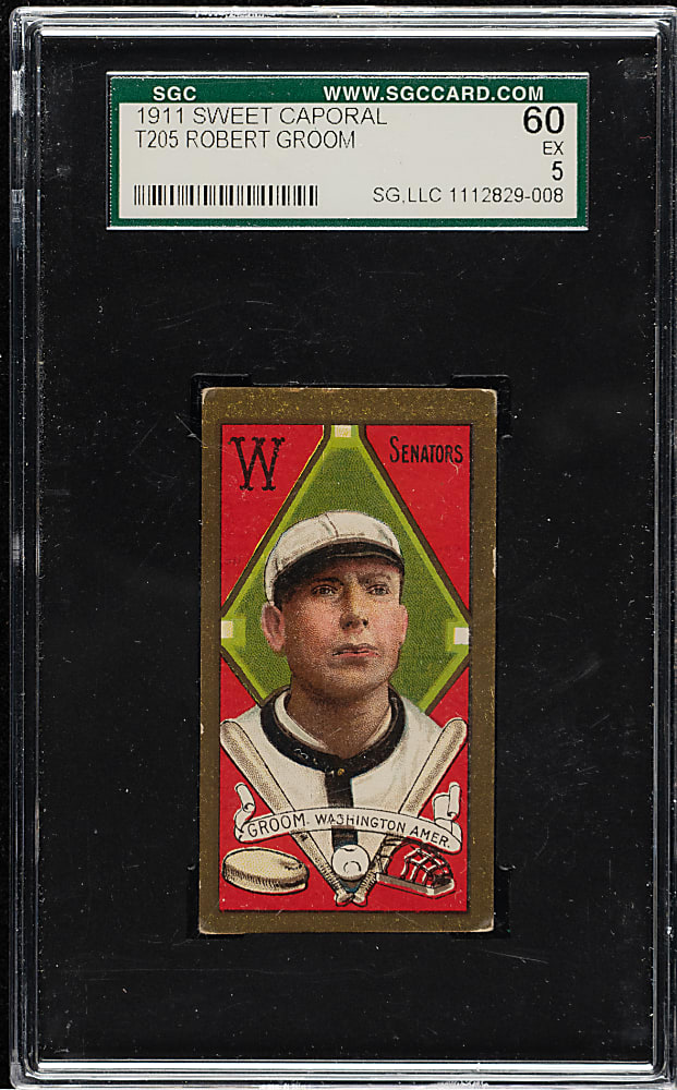 1911 T205 Gold Border Bob Groom SGC EX 60