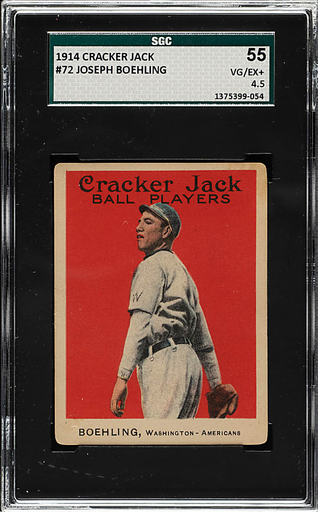 1914 E145 Cracker Jack #72 Joe Boehling SGC VG/EX+ 55