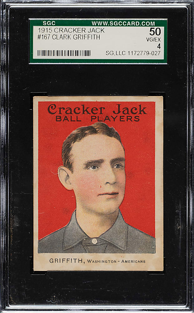 1915 E145 Cracker Jack #167 Clark Griffith SGC VG/EX 50