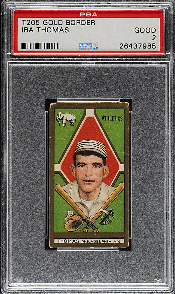 1911 T205 Gold Border Ira Thomas PSA GOOD 2 - Sovereign Back