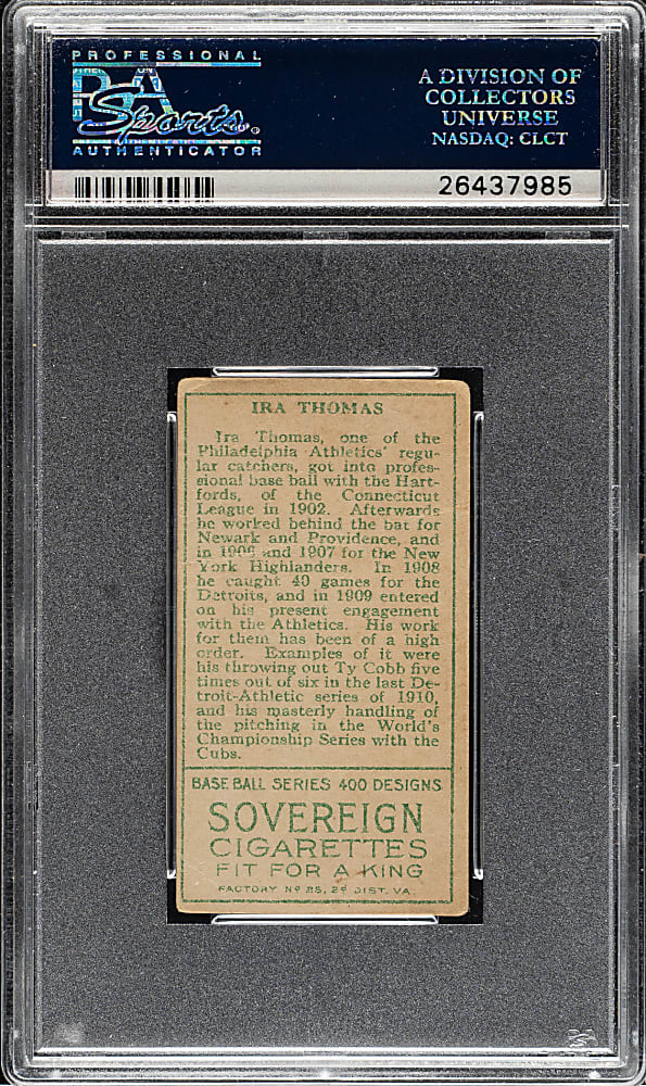 1911 T205 Gold Border Ira Thomas PSA GOOD 2 - Sovereign Back