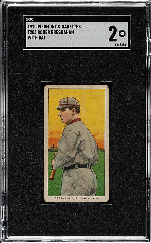 1909-1911 T206 White Border Roger Bresnahan with Bat SGC GOOD 2