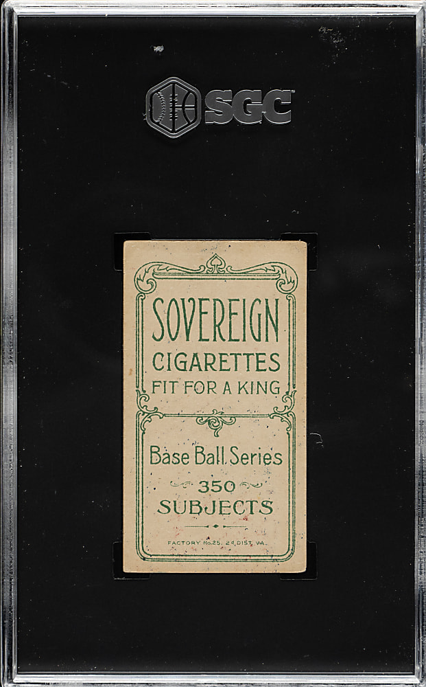 1909-1911 T206 White Border George Brown Washington SGC VG 3 - Sovereign 350 Back