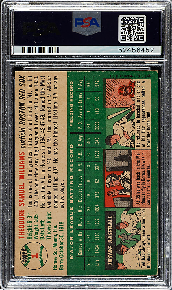 1954 Topps #1 Ted Williams PSA VG 3