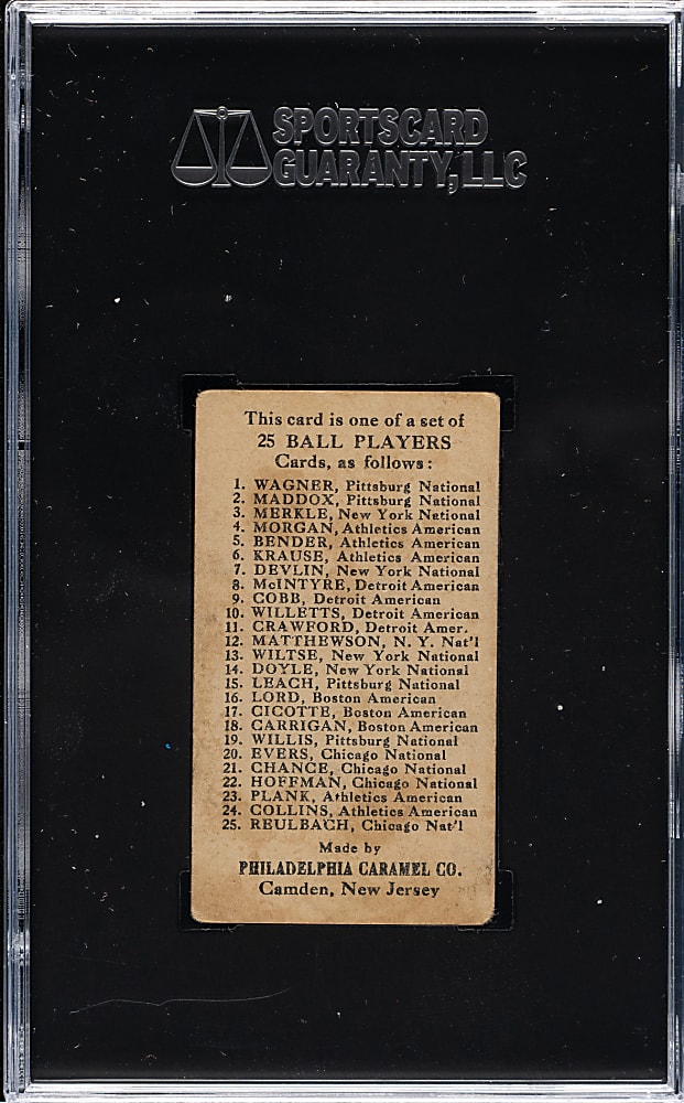 1909 E95 Philadelphia Caramel Johnny Evers SGC GOOD+ 2.5