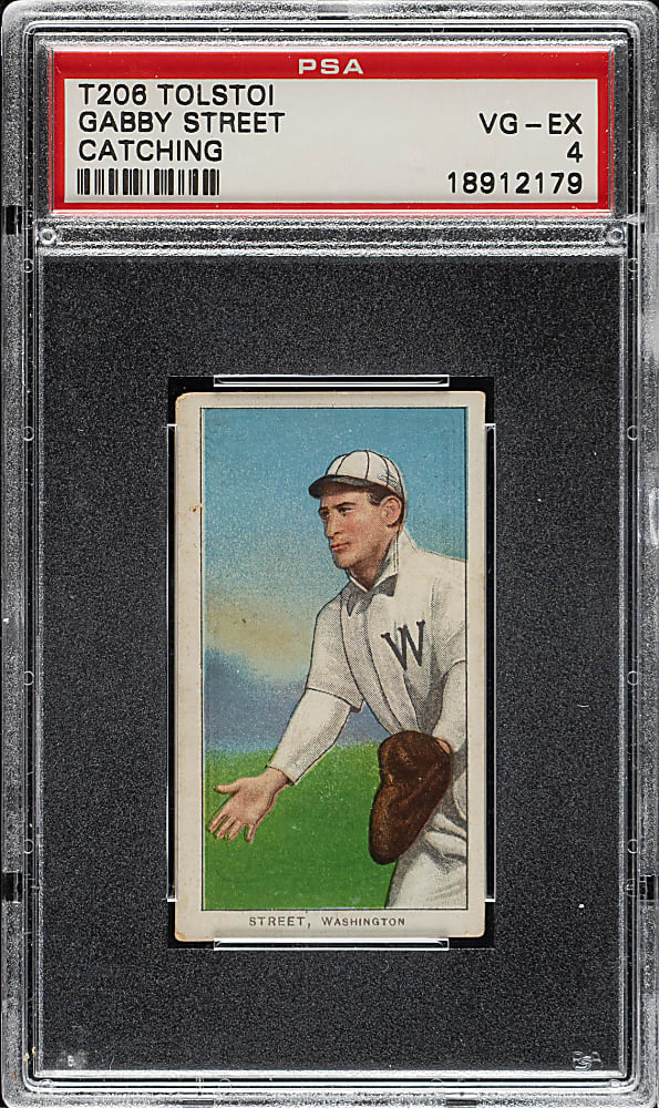 1909-1911 T206 White Border Gabby Street Catching PSA VG-EX 4 - Tolstoi Back