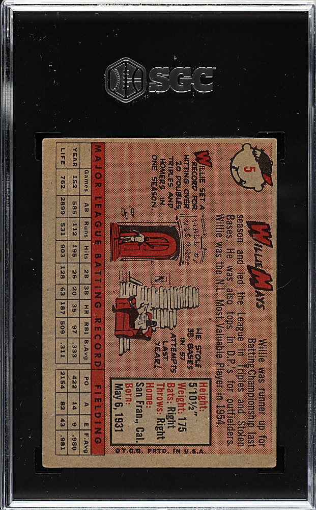 1958 Topps #5 Willie Mays SGC EX 5