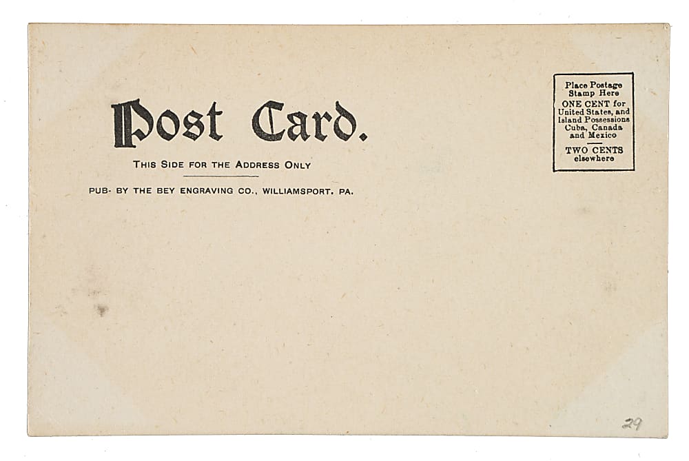 1907 Williamsport Tri-State Baseball Club Postcard with Joe Delahanty