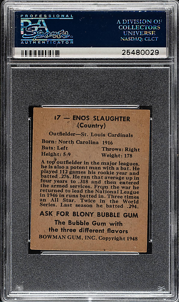 1948 Bowman #17 Enos Slaughter PSA NM 7