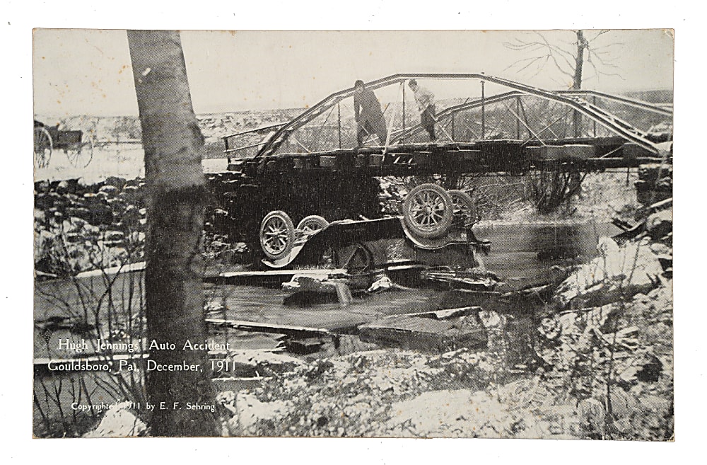 1911 E.F. Sehring Hughie Jennings Auto Accident Postcard