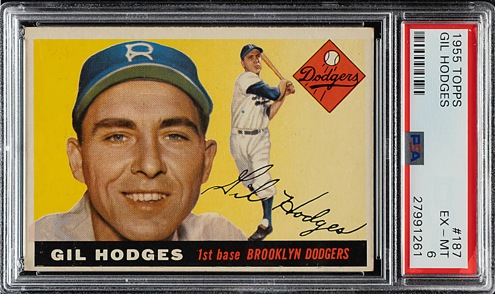 1955 Topps #187 Gil Hodges PSA EX-MT 6