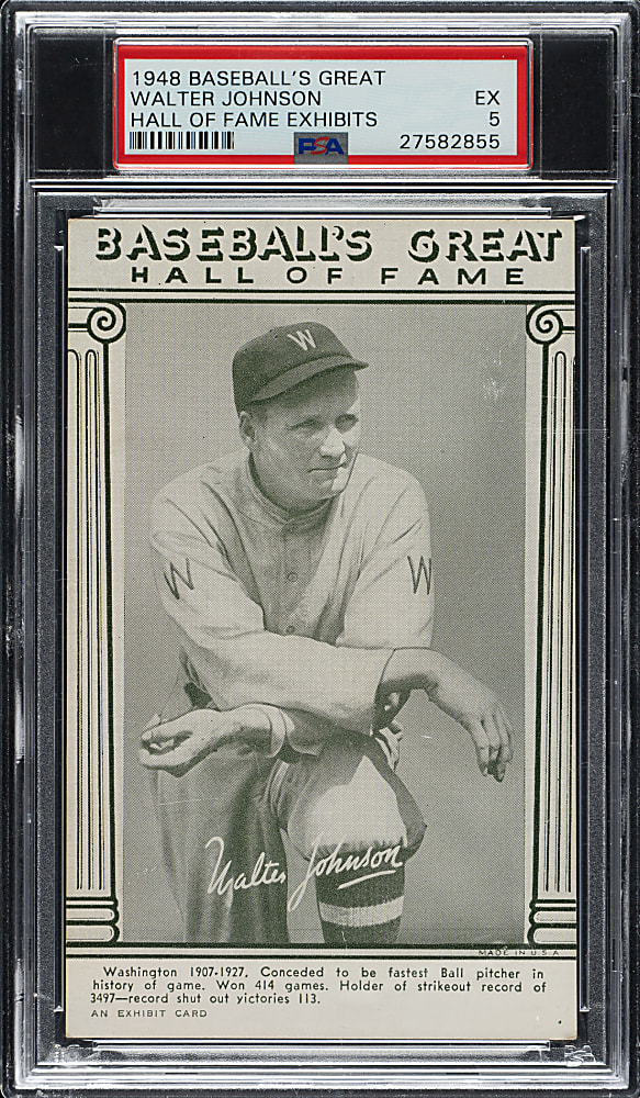 1948 W464 Baseball's Great Hall of Fame Exhibits Walter Johnson PSA EX 5