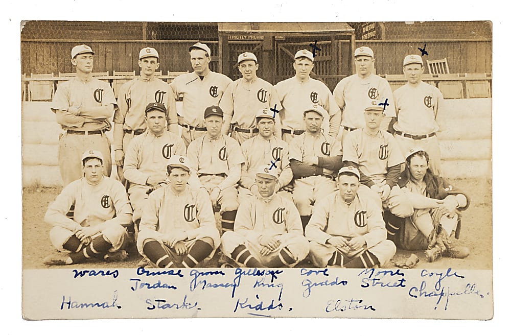 1913 Chattanooga Lookouts Team Postcard with Harry Coveleski, Gabby Street, and Kid Elberfield