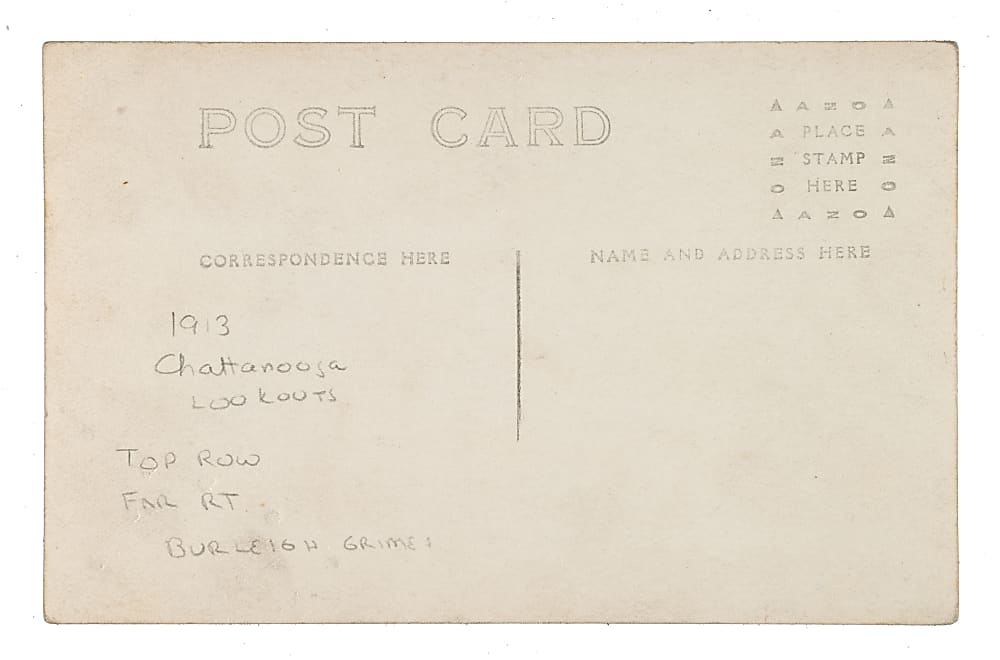 1913 Chattanooga Lookouts Team Postcard with Harry Coveleski, Gabby Street, and Kid Elberfield