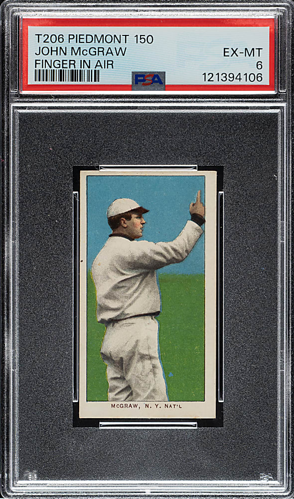 1909-1911 T206 White Border John McGraw Finger in Air PSA EX-MT 6