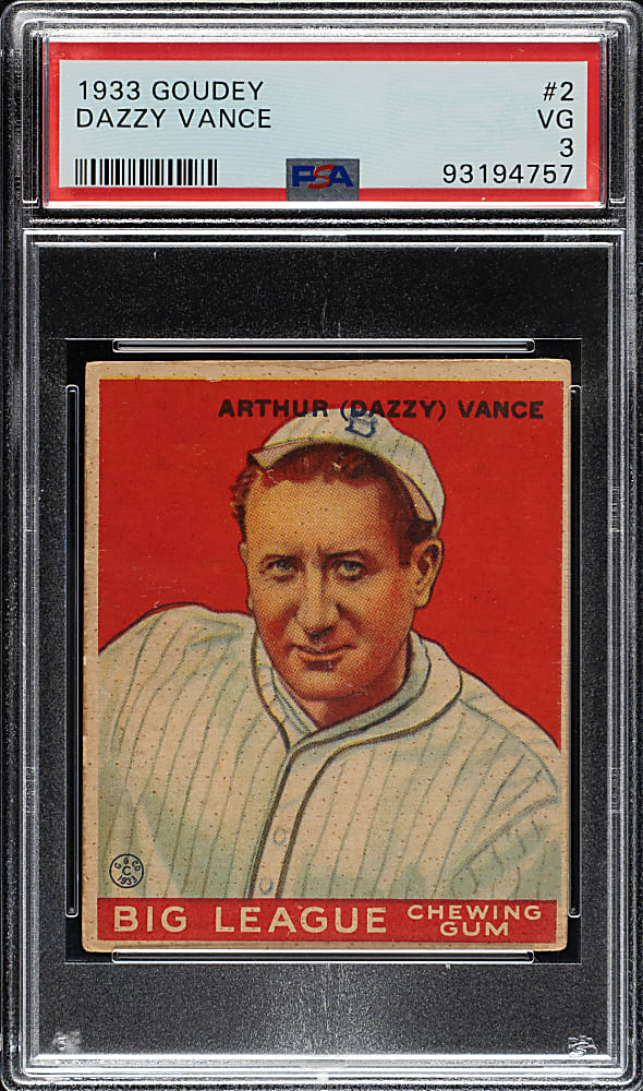 1933 R319 Goudey #2 Dazzy Vance PSA VG 3