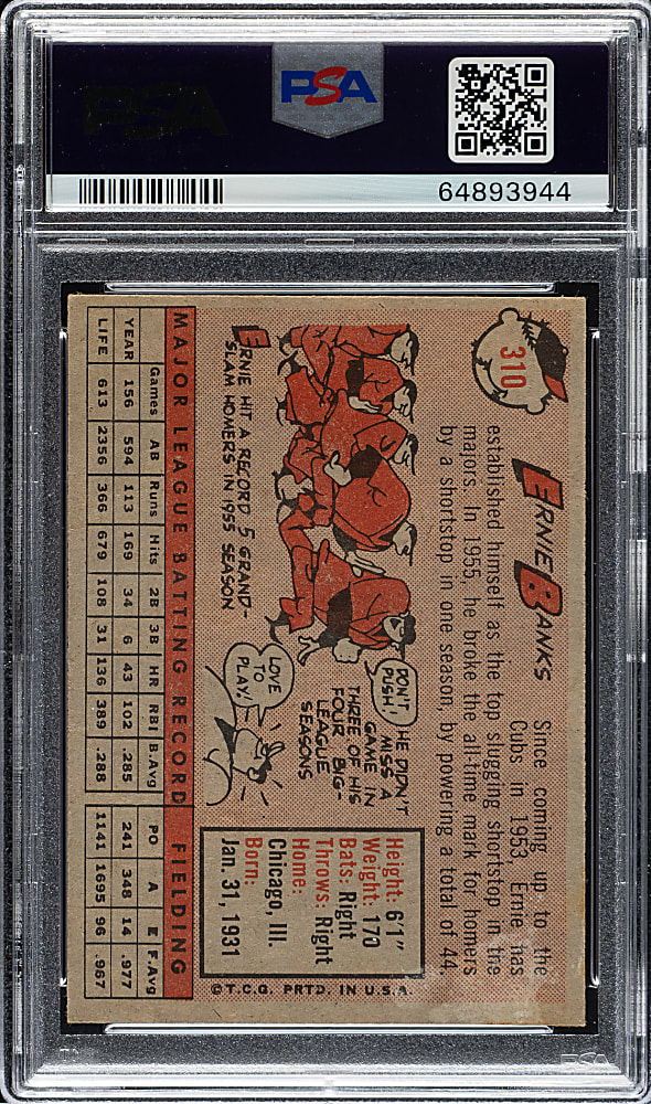 1958 Topps #310 Ernie Banks PSA EX-MT 6