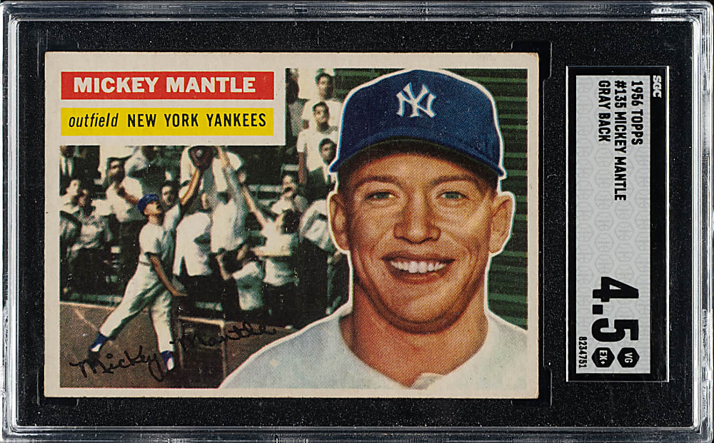 1956 Topps #135 Mickey Mantle Gray Back SGC VG/EX+ 4.5