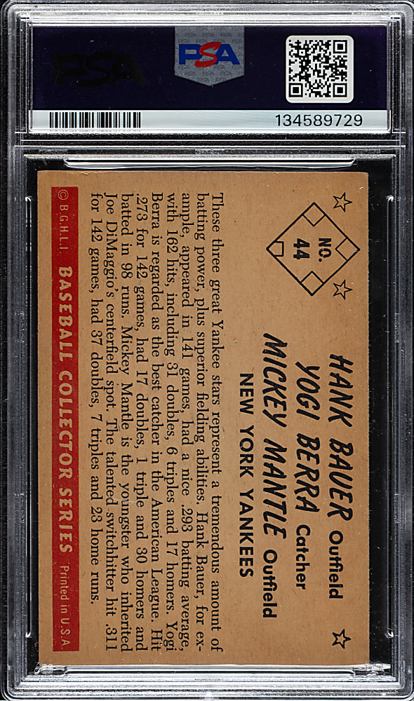 1953 Bowman Color #44 Bauer/Berra/Mantle PSA EX 5