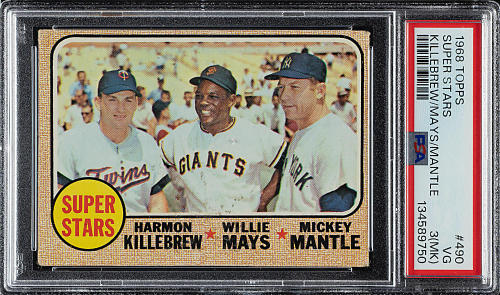 1968 Topps #490 Super Stars with Killebrew, Mays, and Mantle PSA VG 3 (MK)