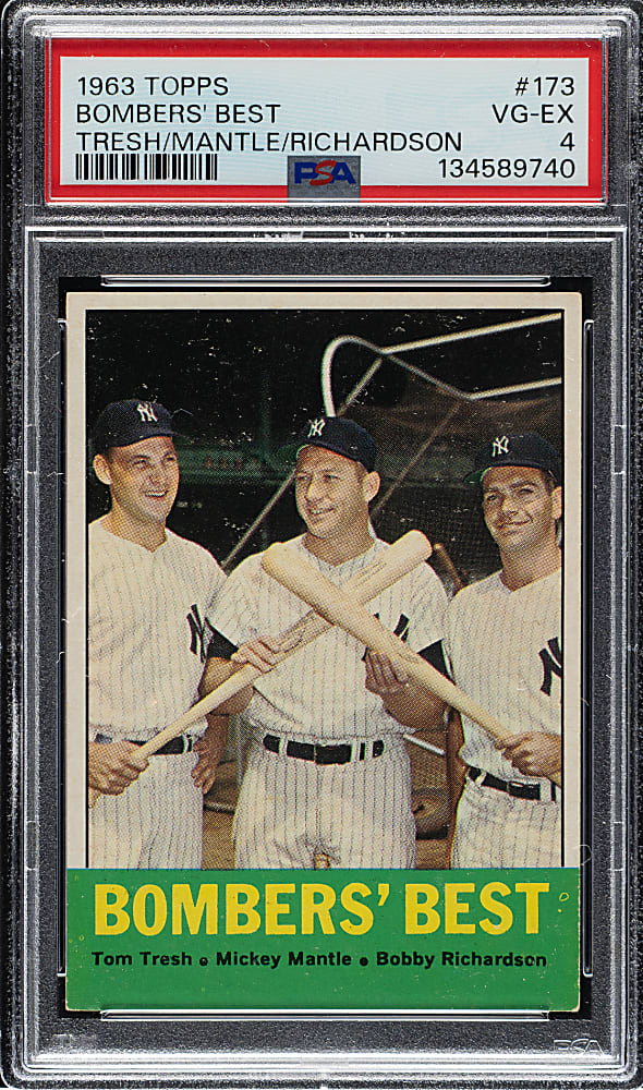 1963 Topps #173 Bombers' Best with Mickey Mantle PSA VG-EX 4