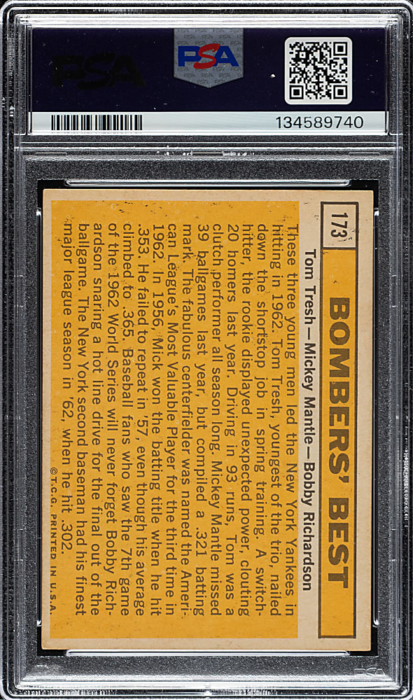 1963 Topps #173 Bombers' Best with Mickey Mantle PSA VG-EX 4