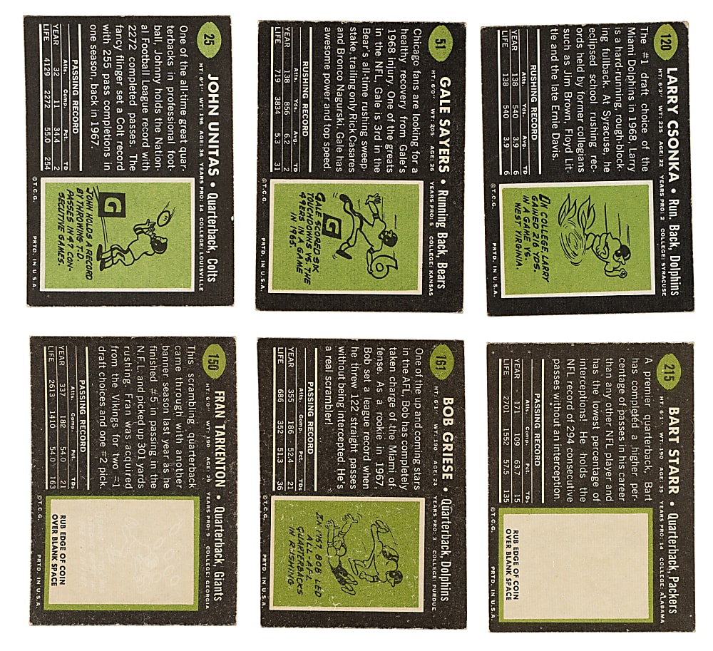 1969 Topps Football Near-Complete Set (229/263)