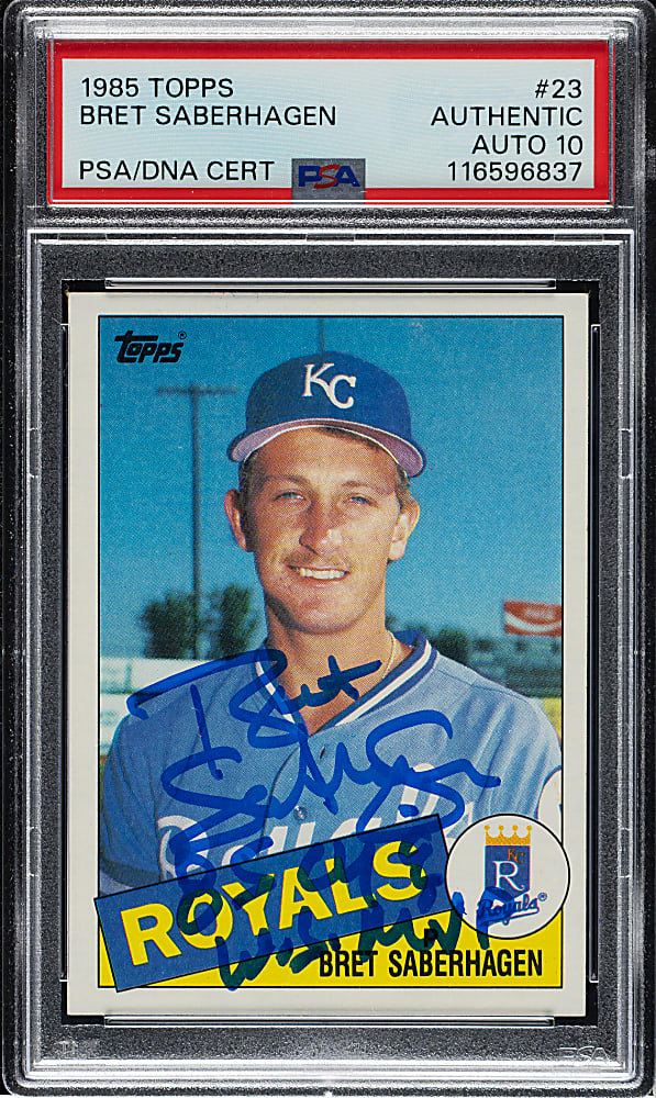 Signed 1985 Topps #23 Bret Saberhagen Rookie PSA/DNA GEM MINT 10