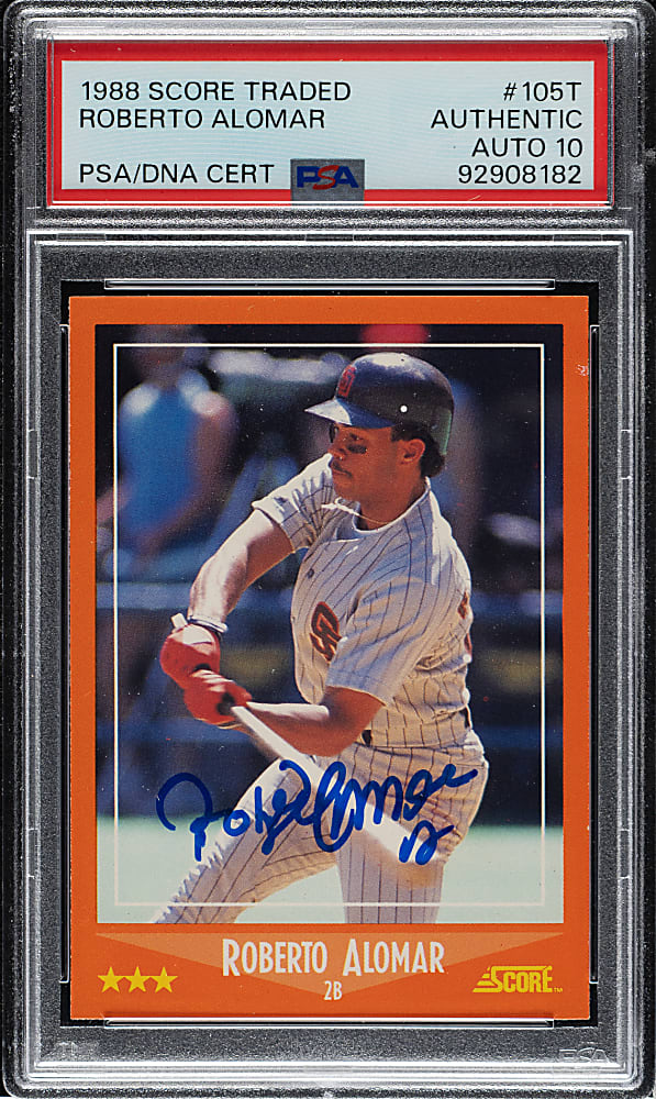 Signed 1988 Score Traded #105T Roberto Alomar Rookie PSA/DNA GEM MINT 10