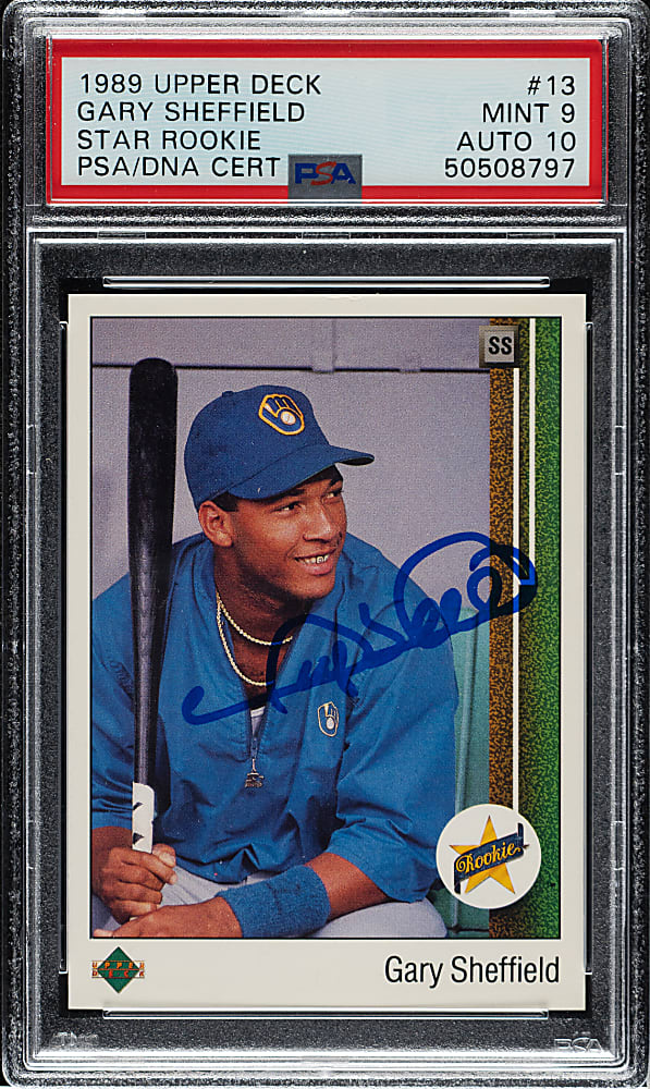 Signed 1989 Upper Deck #13 Gary Sheffield PSA/DNA MINT 9 with GEM MINT 10 Signature