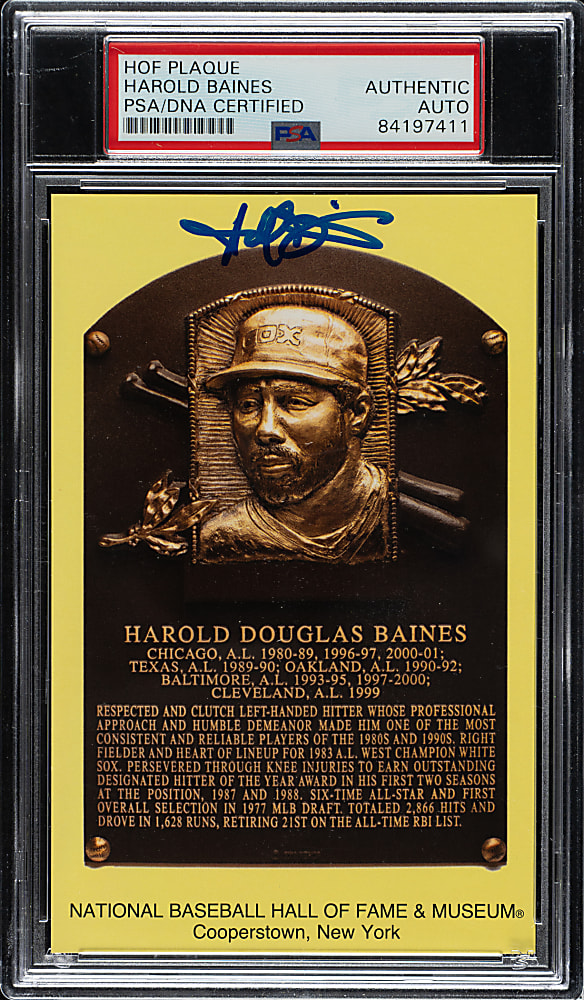Harold Baines Signed Yellow Hall of Fame Postcard - PSA/DNA