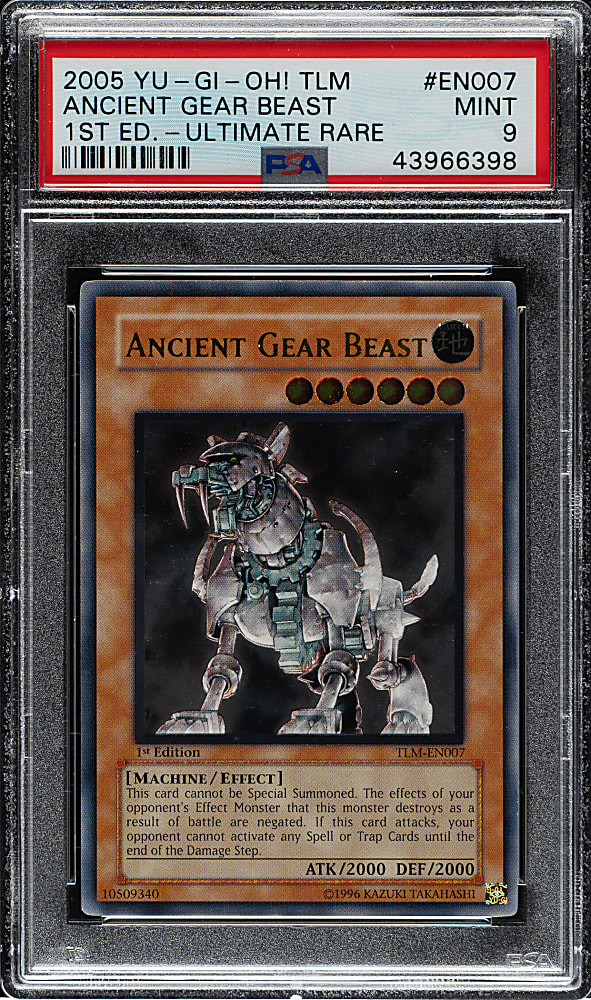 2005 Yu-Gi-Oh! The Lost Millennium 1st Edition #EN036 #EN007 Ancient Gear Beast Ultimate Rare PSA MINT 9