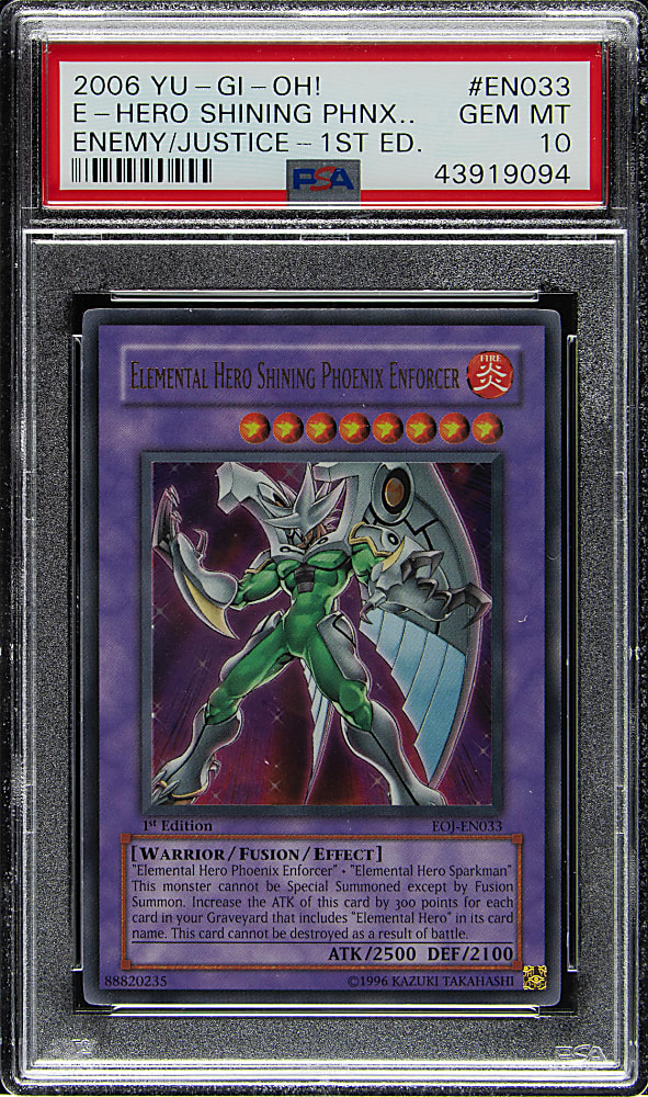 2006 Yu-Gi-Oh! Enemy of Justice 1st Edition #EN033 Elemental Hero Shining Phoenix Enforcer Ultra Rare PSA GEM MINT 10